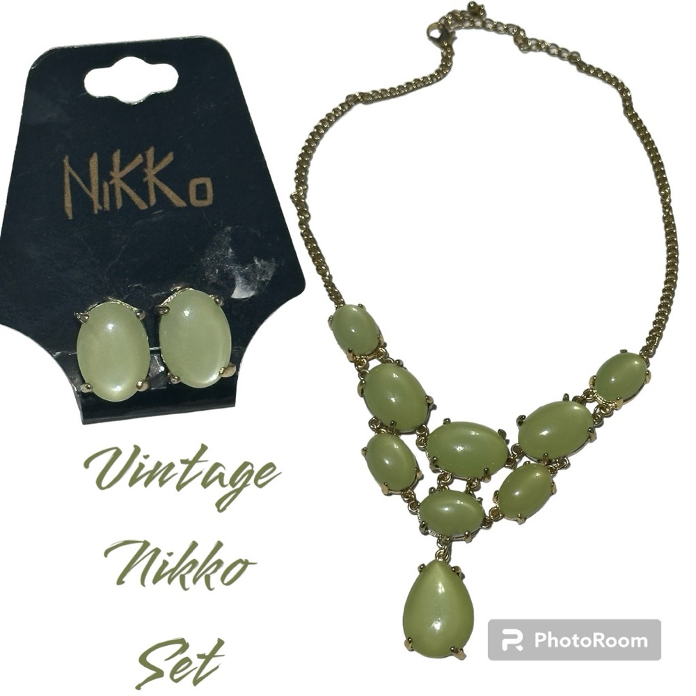 Vintage Nikko earring and necklace costume jewelry set